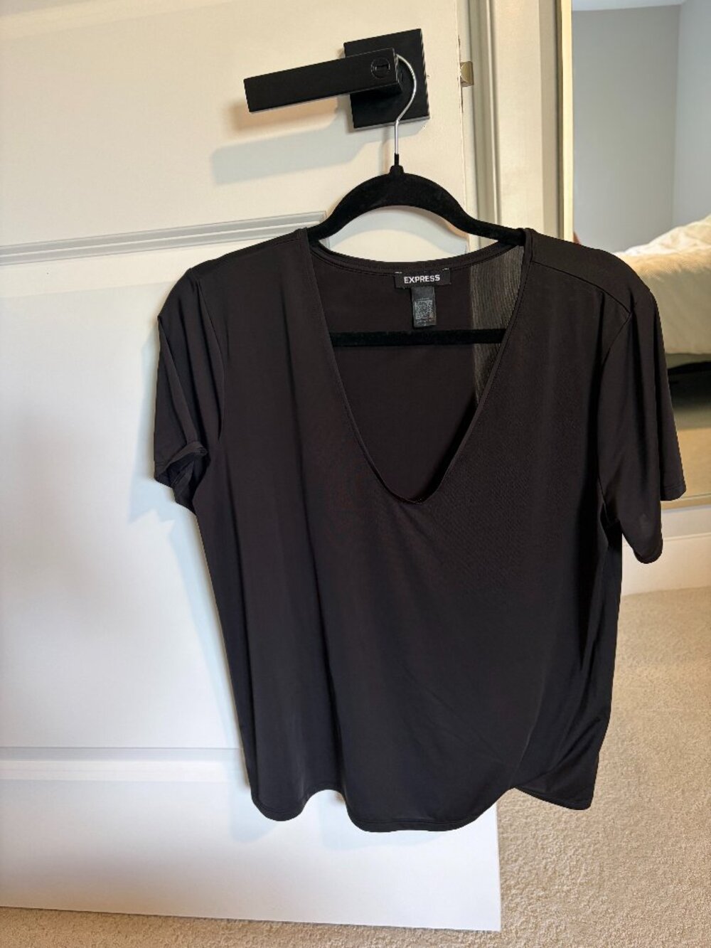 Express V Neck Black Blouse Size Medium